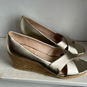 Jack Rogers Gold Wedge